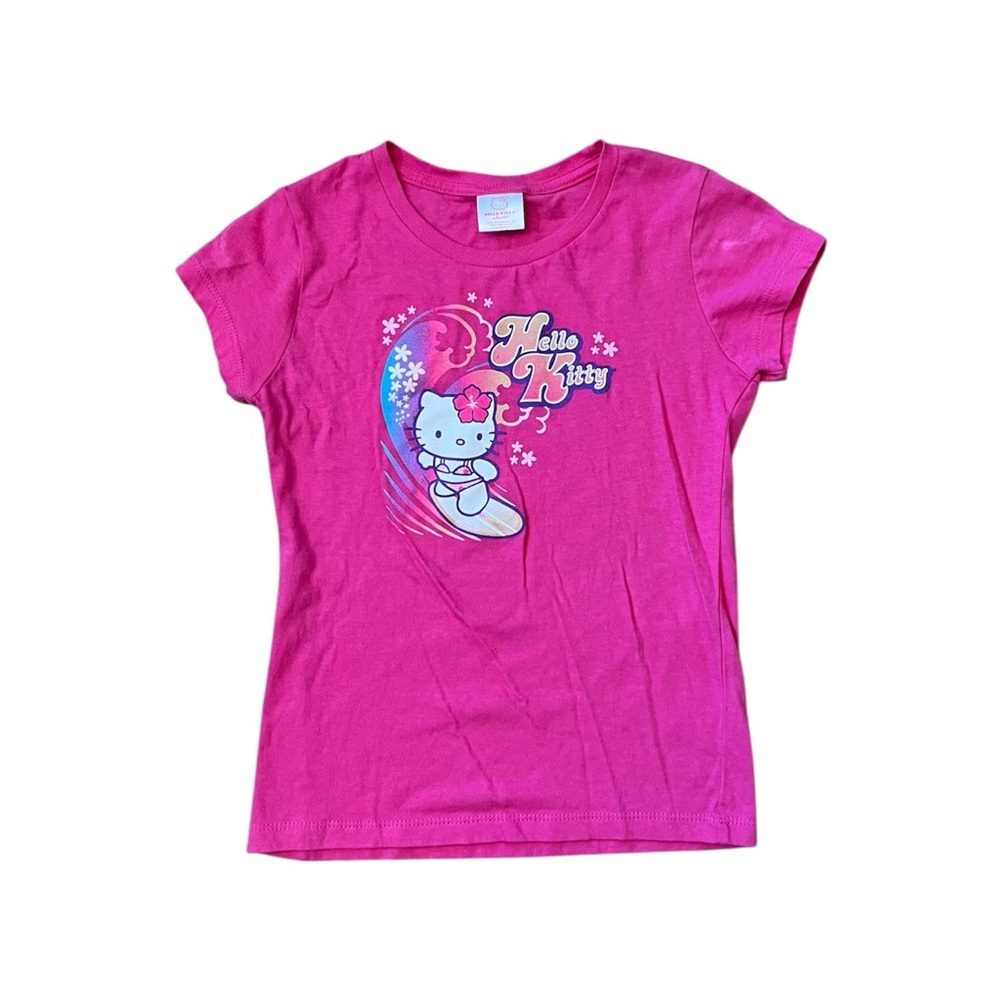 Y2K RARE Surfing Hello Kitty Island Kitty Sanrio Authentic Baby Tee
